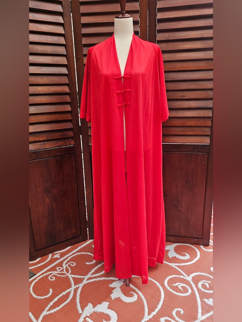 Van Raalte Vintage Red Women's Long Kimono Robe